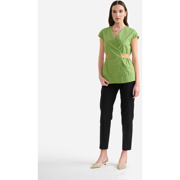 Pantaloni Regular In Gabardina Di Cotone Stretch Neri-image