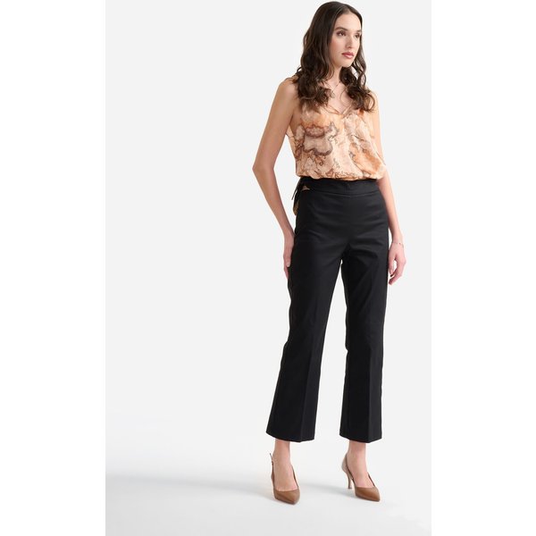 Pantaloni Con Fiocco In Gabardina Di Cotone Stretch Neri-image