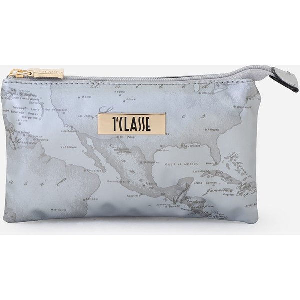 Bustina Tre Tasche In Tessuto Gommato Geo Argento-image