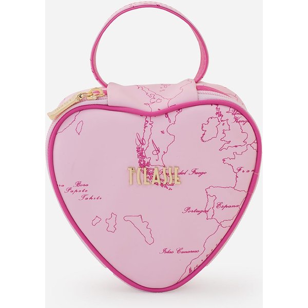 Beauty Case A Cuore In Tessuto Gommato Geo Filetto Rosa Bubble-image