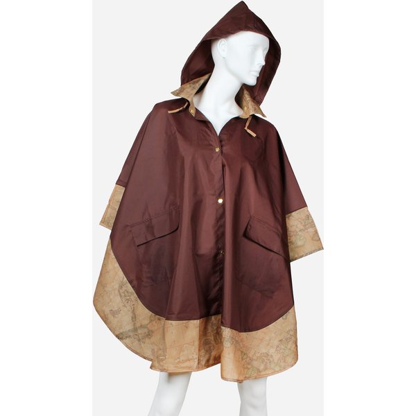 Poncho Impermeabile Lungo Con Banda Geo Classic Marrone Scuro-image