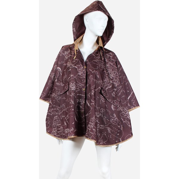 Poncho Impermeabile Corto Stampa Geo Filetto Burgundy-image