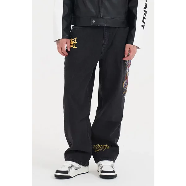 Ed Hardy - Battle Dragon Tattoo Baggy Jeans - Black