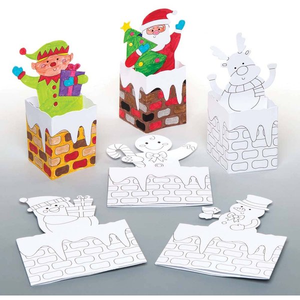 Christmas Chimney Pop-up Colour-in Cards (Pack of 6) Christmas Crafts