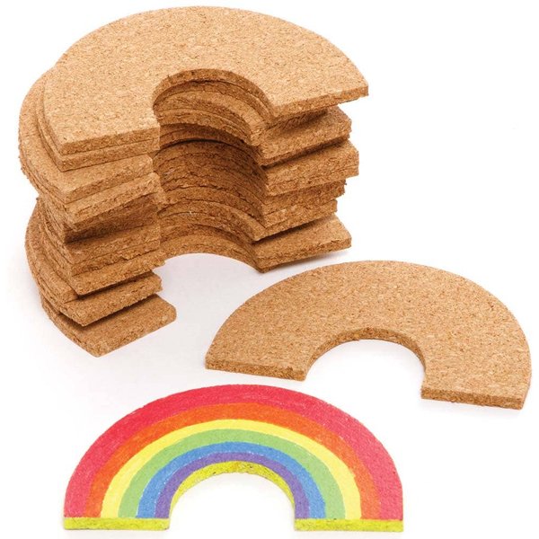 Cork Rainbows Value Pack (Pack of 30) Size 11cm x 7cm, Real Cork, Decorate & Personalise