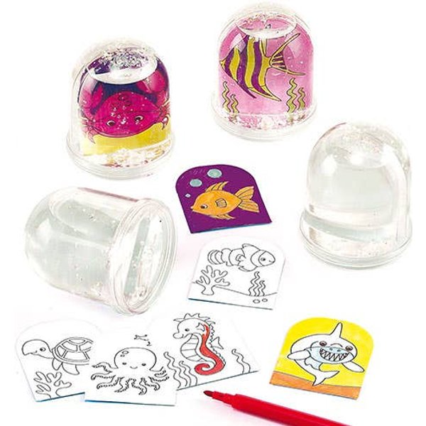 Sealife Colour-in Snow Globes (Box of 4) Decoration Craft Kits