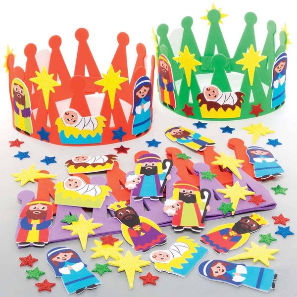 Nativity Crown Kits (Pack of 3) Christmas Crafts 3 crown colours - Purple, Red & Green