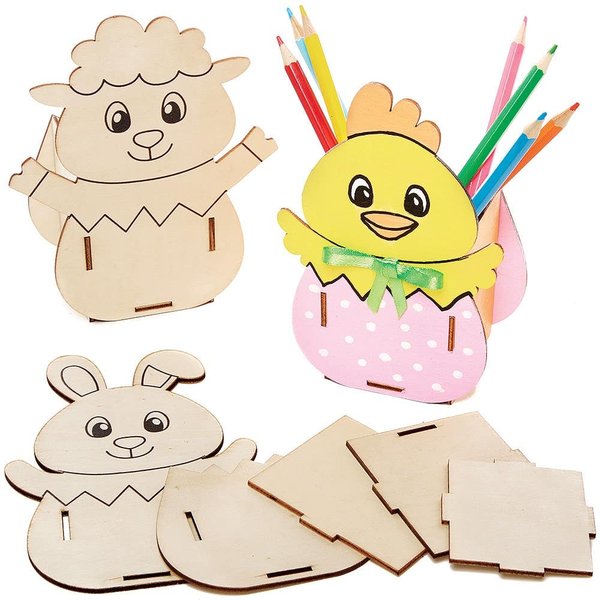 Easter Wooden Pen Pot Kits (Pack of 3) Easter Crafts For Kids