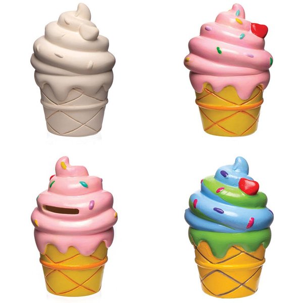Ice Cream Ceramic Money Boxes (Box of 2) Decoration Craft Kits