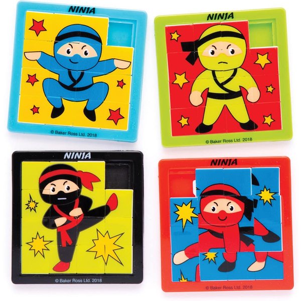 Ninja Sliding Puzzles (Pack of 8) Creative Play Toys 4 assorted colours - Green, Black, Blue & Red