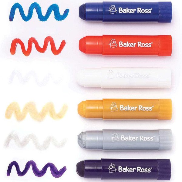 Value Multi-Purpose Poster Paint Sticks (Pack of 6) Art Supplies, Art Materials 6 assorted colours - Purple, Dark Blue, Red, White, Metallic Gold & Metallic Silver