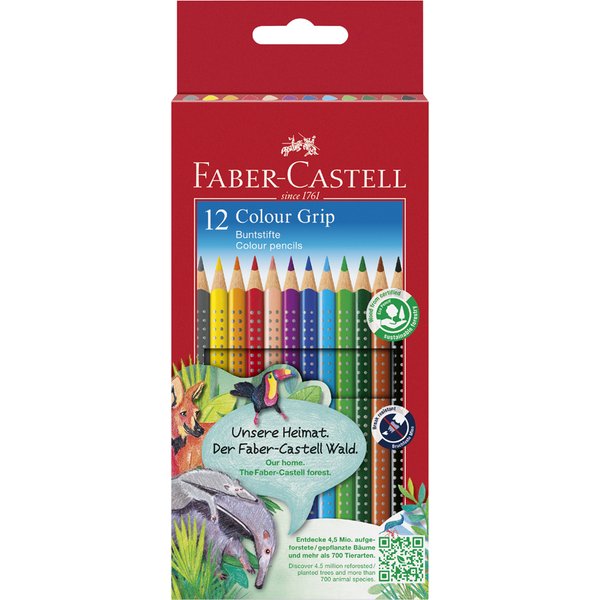 FABER-CASTELL Dreikant-Buntstifte Colour GRIP, 12er Etui