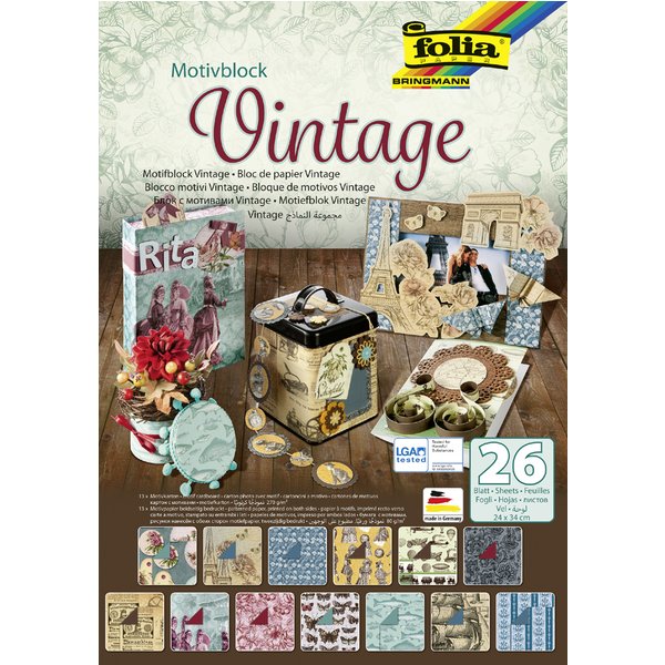 folia Motivblock , Vintage, , 240 x 350 mm, 26 Blatt