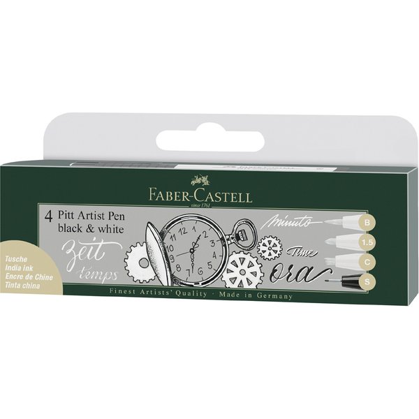 FABER-CASTELL Tuschestift PITT artist pen, 4er Etui