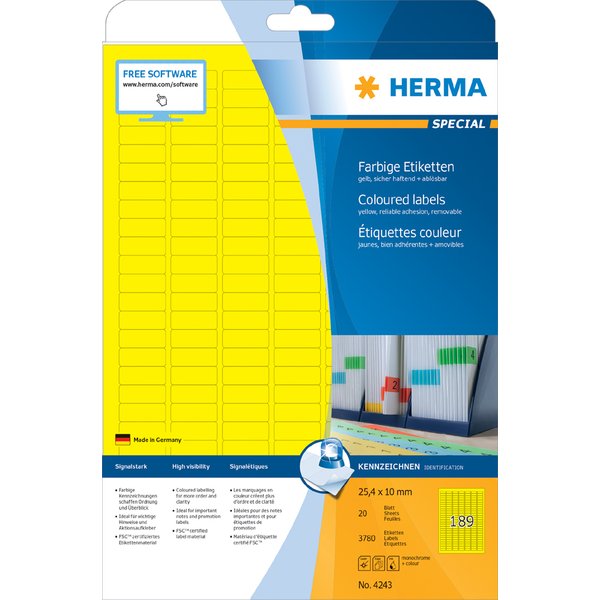 HERMA Universal-Etiketten SPECIAL, 105 x 42,3 mm, gelb