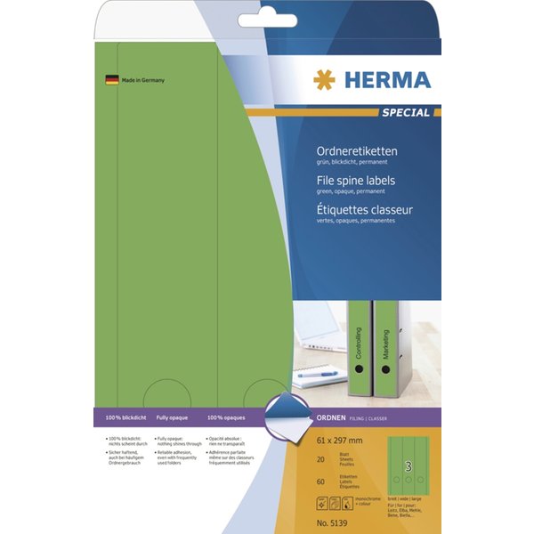 HERMA Ordnerrücken-Etiketten SPECIAL, 61 x 297 mm, rot