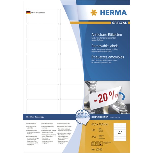 Herma Universal-Etiketten Special, 63,5 X 38,1 Mm, Weiß-image