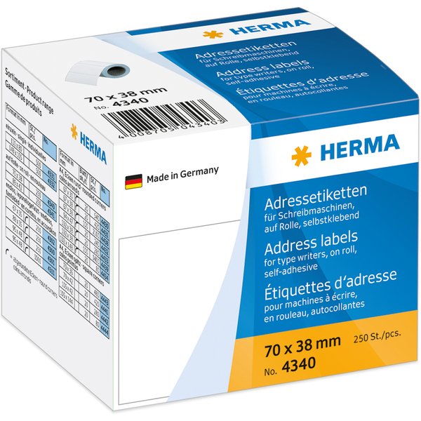 HERMA Adress-Etiketten, 89 x 42 mm, endlos, weiß