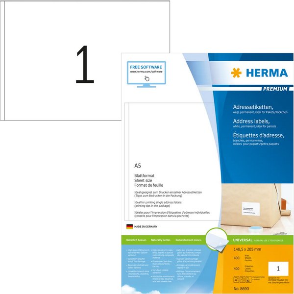 Herma Universal-Etiketten Premium, 148,5 X 205 Mm, Weiß-image