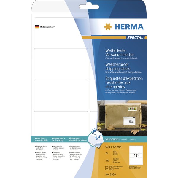 Herma Wetterfeste Versand-Etiketten Special, 99,1 X 93,1 Mm-image