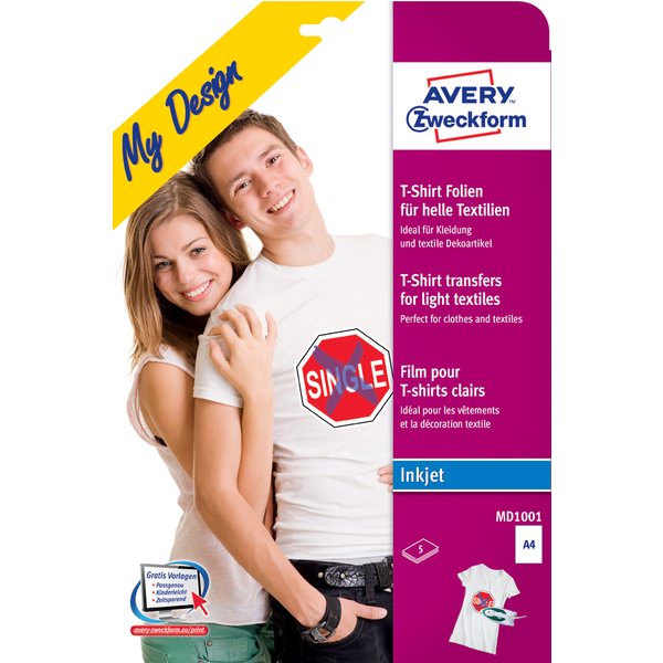 AVERY Zweckform My Design T-Shirt Transfer-Folie, DIN A4