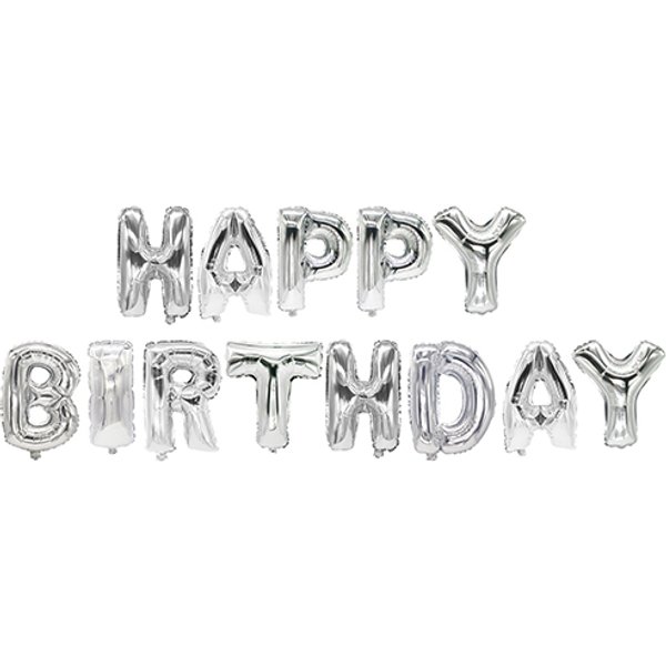 Papstar Folienballon-Set , Happy Birthday, , Silber-image
