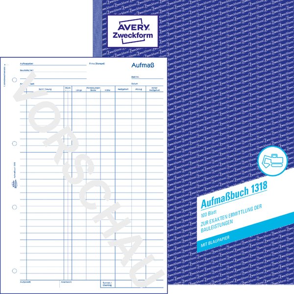 AVERY Zweckform Formularbuch , Aufmaß, , A4, 100 Blatt