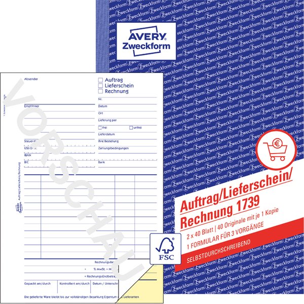 AVERY Zweckform Formularbuch , Auftrag/Lieferschein/Rechnung,