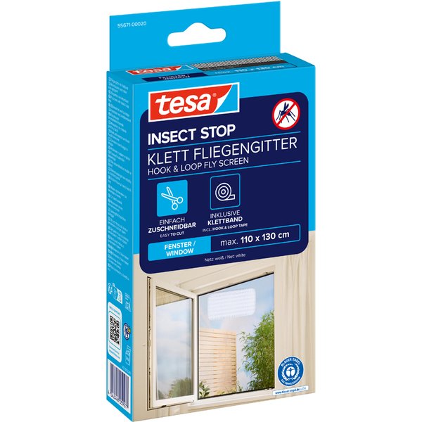 tesa Fliegengitter INSECT STOP für Fenster, 1,10 m x 1,30 m