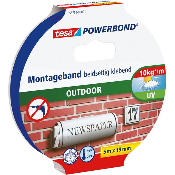 tesa Powerbond Montageband OUTDOOR, 19 mm x 5,0 m