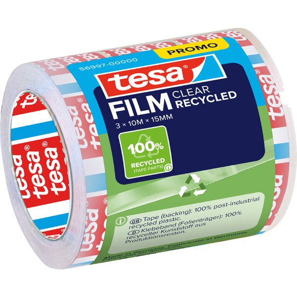 tesa Film CLEAR RECYCLED SPARPACK, transparent, 19 mm x 33 m