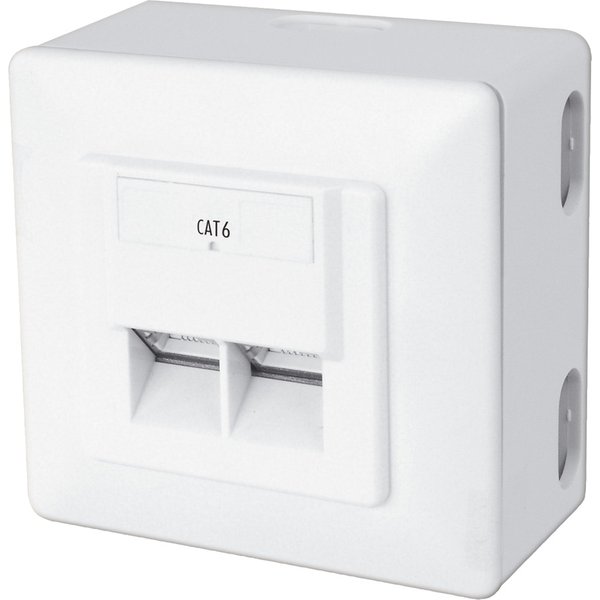 DIGITUS Aufputzdose Kat.6, Klasse E, 2 x RJ45, geschirmt