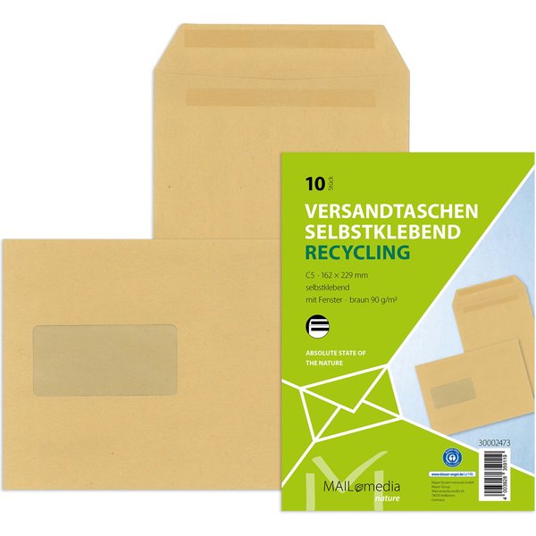MAILmedia Versandtasche Natron braun, C4, mit Fenster