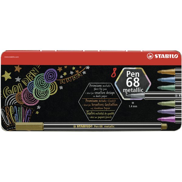 STABILO Fasermaler Pen 68 metallic, 8er Metalletui