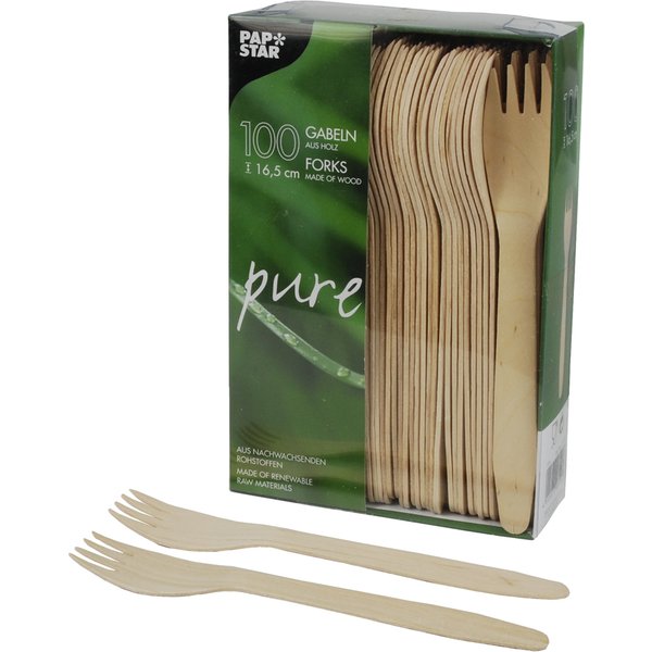 PAPSTAR Holz-Gabeln , pure, , Länge: 165 mm, 500er