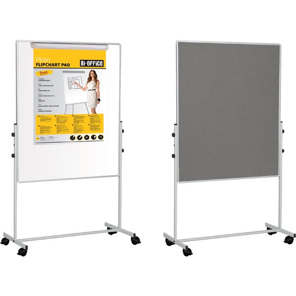 Bi-Office Mobile Kombitafel, Weißwand / Filz, 1200 x 1200 mm