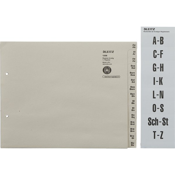 LEITZ Tauenpapier-Register, A-Z, für 75 Ordner, grau