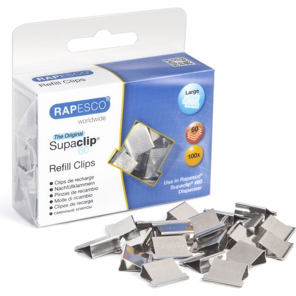 RAPESCO Dokumentenclips Supaclip 60, Edelstahl, 100 Stück
