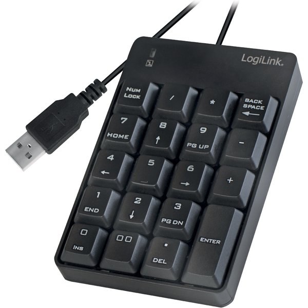 Logilink USB Nummernblock, Kabelgebunden, 19 Tasten, Schwarz-image