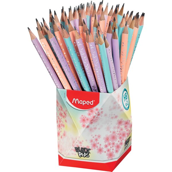 Maped Bleistift BLACK, PEPS PASTEL, Härtegrad: HB,72er Köcher