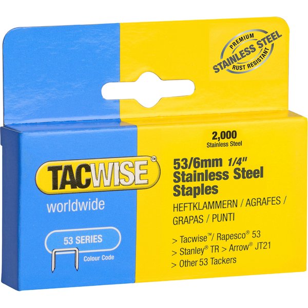 TACWISE Heftklammern 53/6 mm, Edelstahl, 2.000 Stück