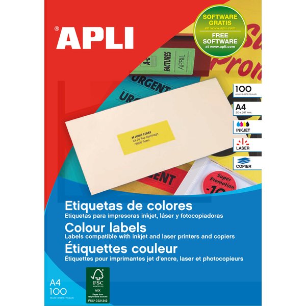 APLI Adress-Etiketten, 70 x 31 mm, grün