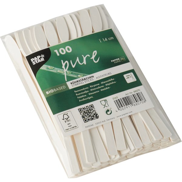 Papstar Papier-RüHrstäBchen , Pure, , LäNge: 140 Mm, Weiß-image