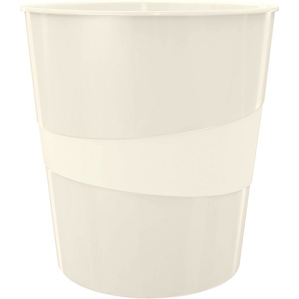 LEITZ Papierkorb WOW, aus Kunststoff, 15 Liter, perlweiß