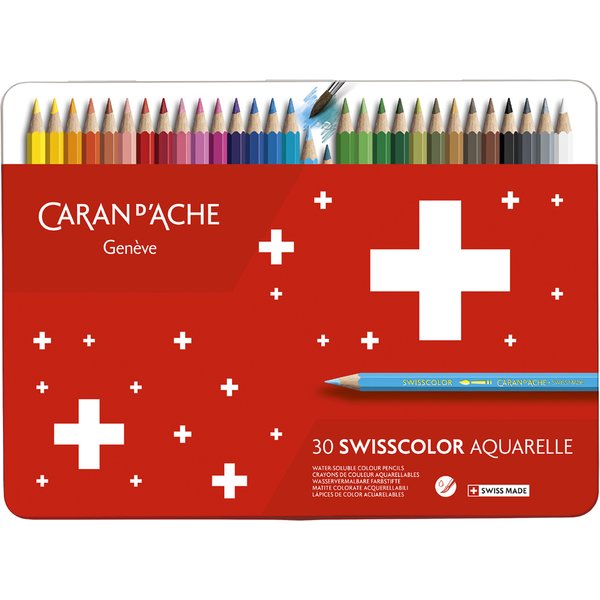 CARAN D, ACHE Buntstifte SWISSCOLOR Aquarelle,30er Metalletui