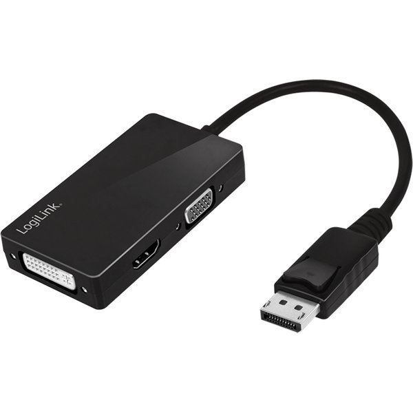 LogiLink 4K DisplayPort auf DVI/HDMI/VGA Adapter, schwarz