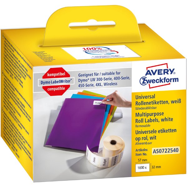 Avery Zweckform Rollenetiketten, 57 X 32 Mm, Weiß-image