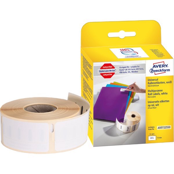 Avery Zweckform Rollenetiketten, 19 X 51 Mm, Weiß-image