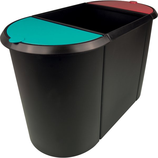 helit Papierkorb , the triple, , oval, PE, schwarz/rot/blau