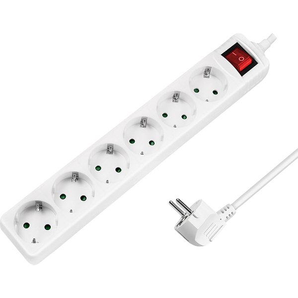 LogiLink Steckdosenleiste, 6-fach, mit Schalter, weiß